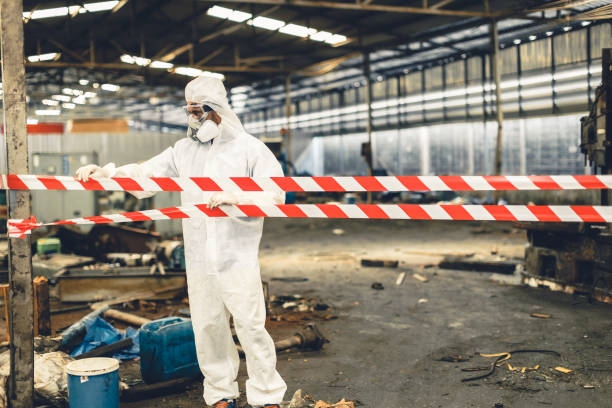 Professional Sewage Cleanup technician working in Montgomery, TX